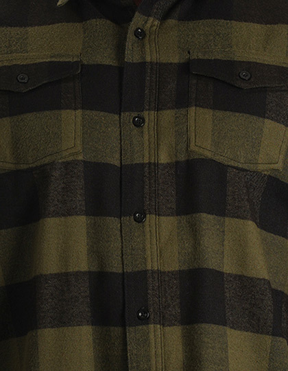 Burnside - Ladies´ Woven Plaid Flannel Shirt - Army - Black (Checked)