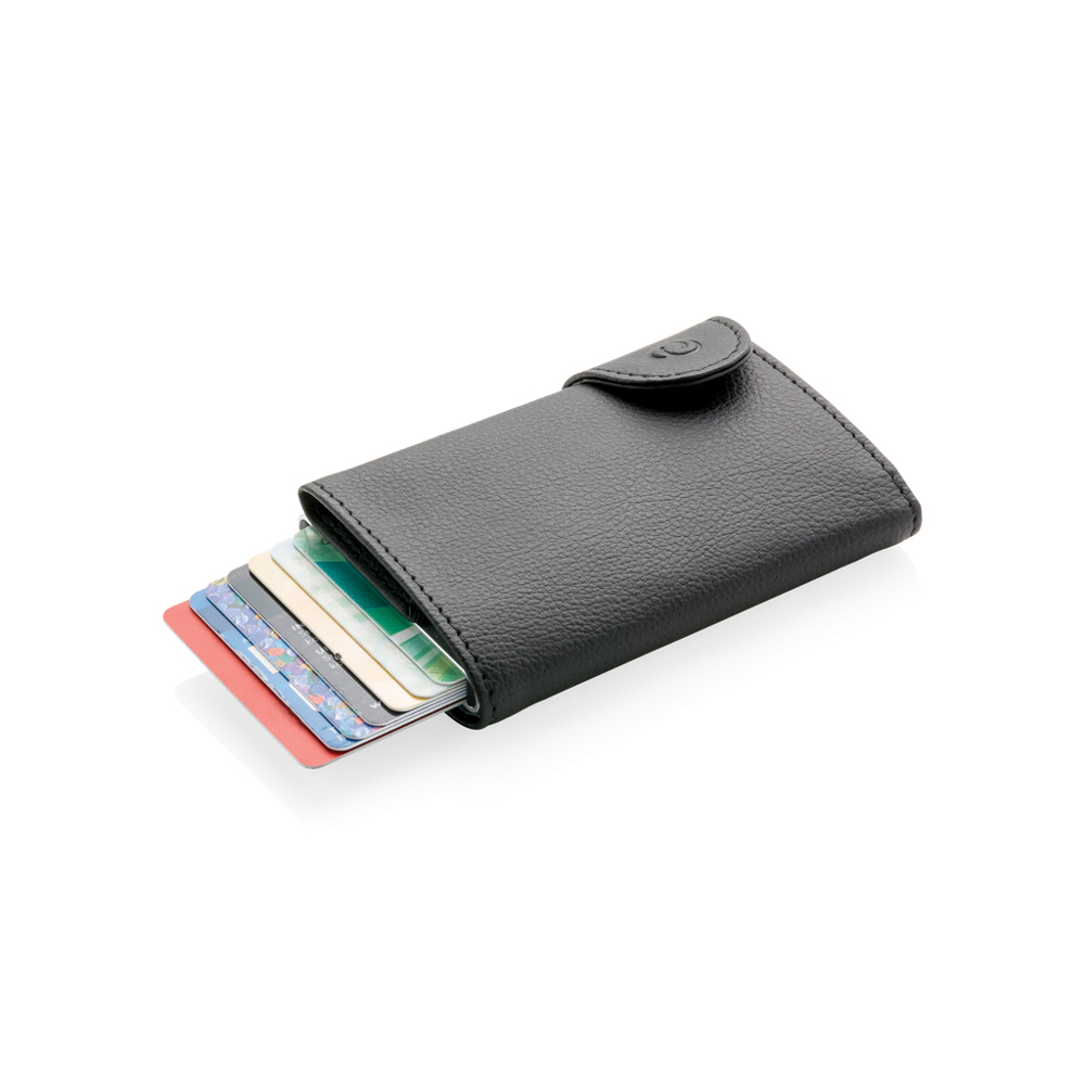 C-Secure aluminium RFID kaarthouder & portemonnee - zwart, zilver (± PMS Black/ ± PMS 428)