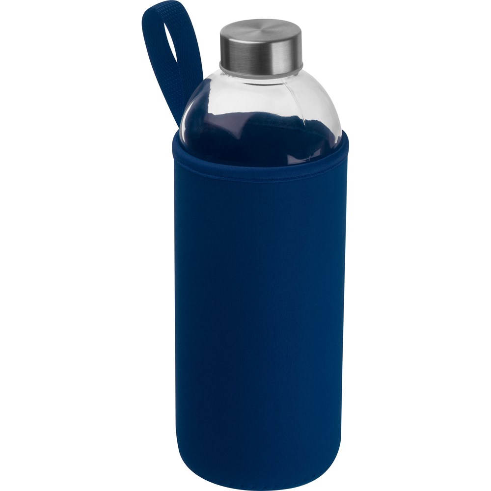 1000 ml glass bottle with neoprene sleeve JESSICA - dark blue