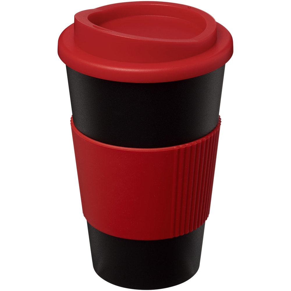 Americano® 350 ml geïsoleerde beker met grip - zwart, rood