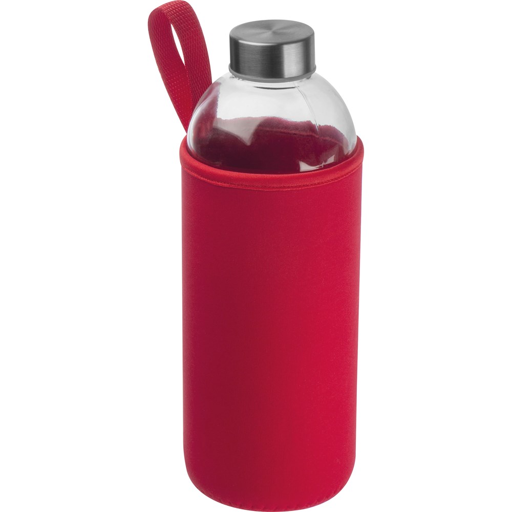 1000 ml glass bottle with neoprene sleeve JESSICA - red
