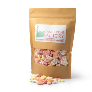 Bedrukte Vruchtenhartjes 22 mm (prijs per kilo)