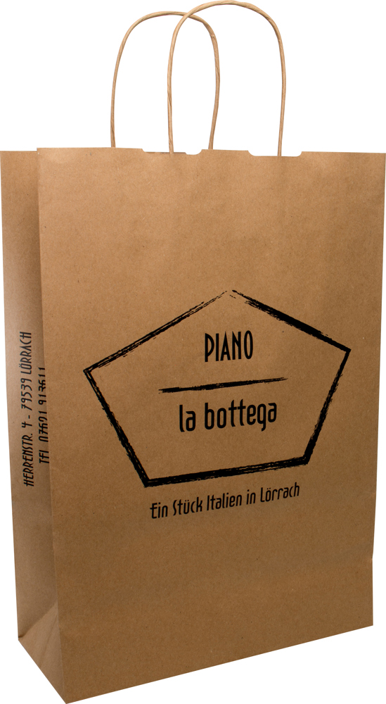 BASIC draagtas met gedraaide papieren koorden, 25 x 11 x 36 cm