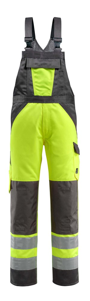 Amerikaanse overall met kniezakken - hi-vis geel/donkerantraciet