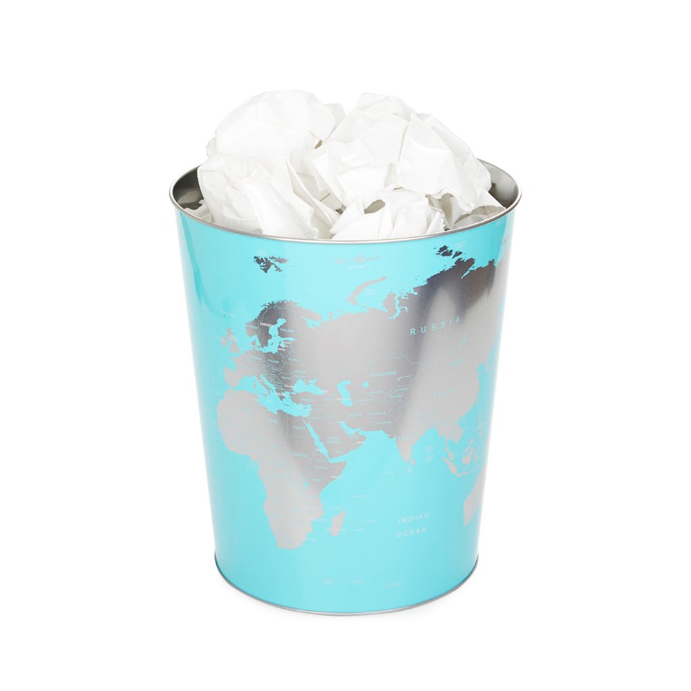 Afvalbak,Globe,turquoise,tin
