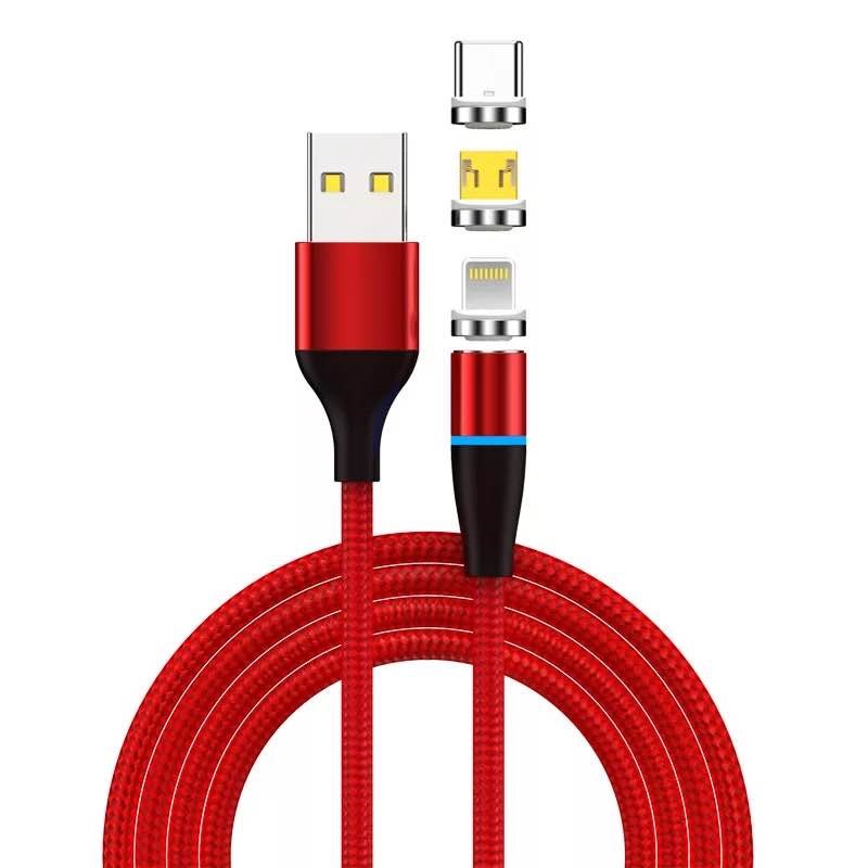 3-in-1 kabel "Magnetic Fastcharge + Data - Rood