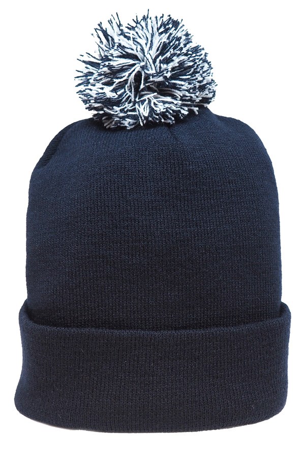 Acrylic Muts met Pom Pom (4256) - Marine/Wit