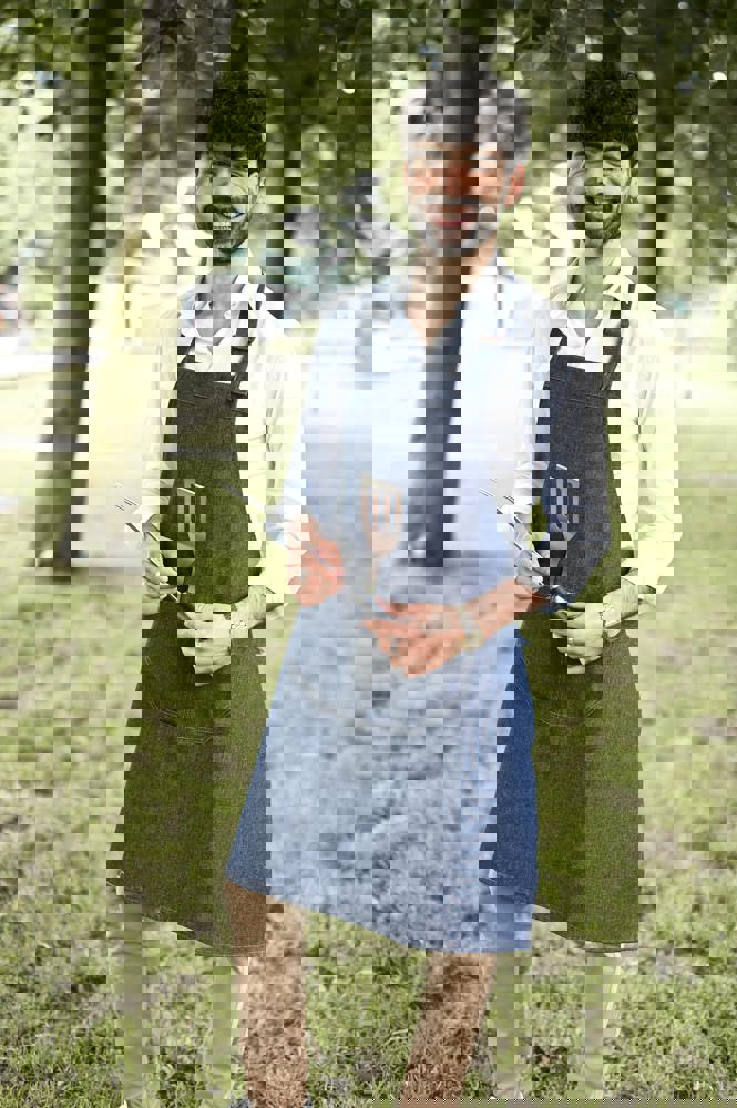 Denim halterschort 85x75 cm