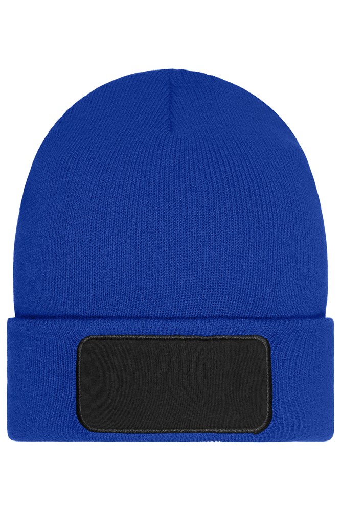 Beanie with Patch (10cm x 5cm)- Thinsulate - Royal (ca. Pantone 301C)
