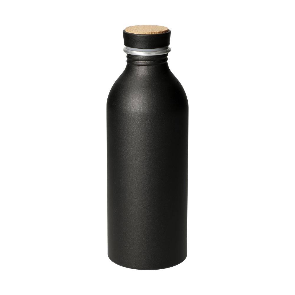 Aluminiumfles "Breeze", 650 ml - zwart/natuur