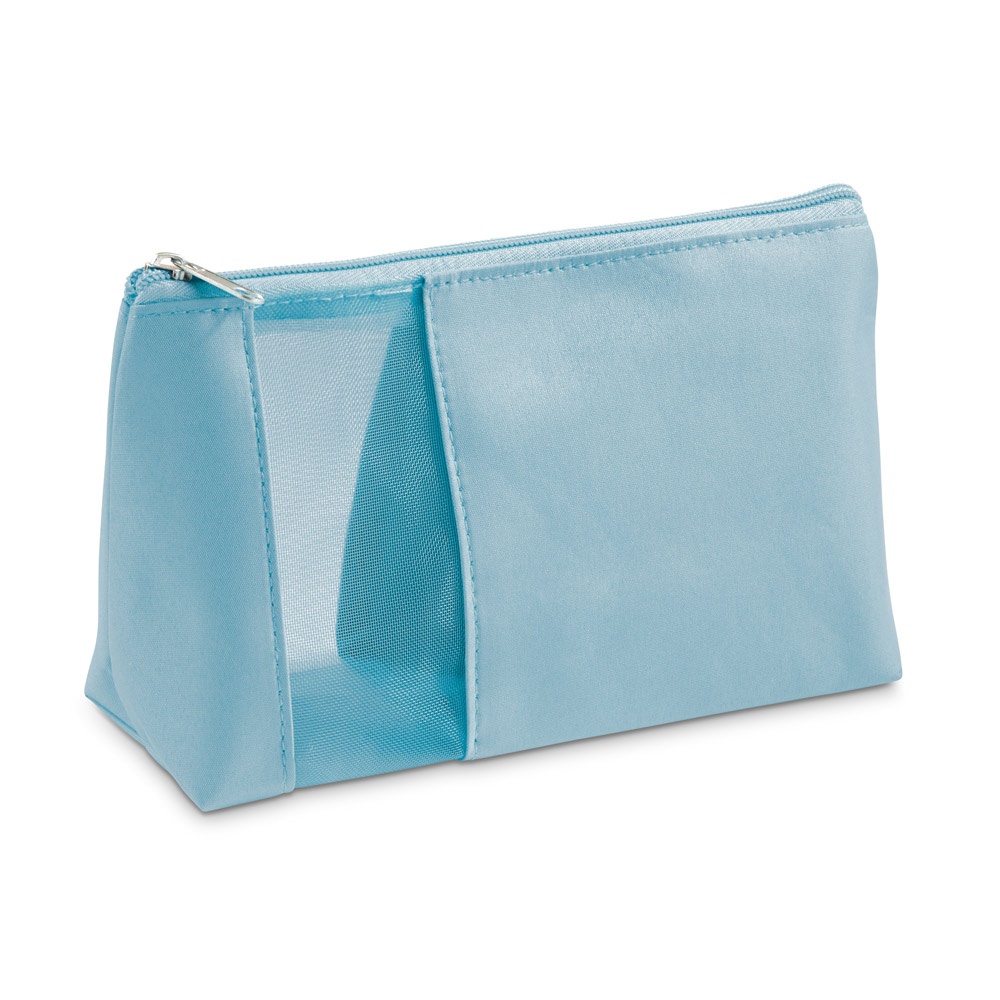 ANNIE. Microfibre and mesh cosmetic bag - Light blue