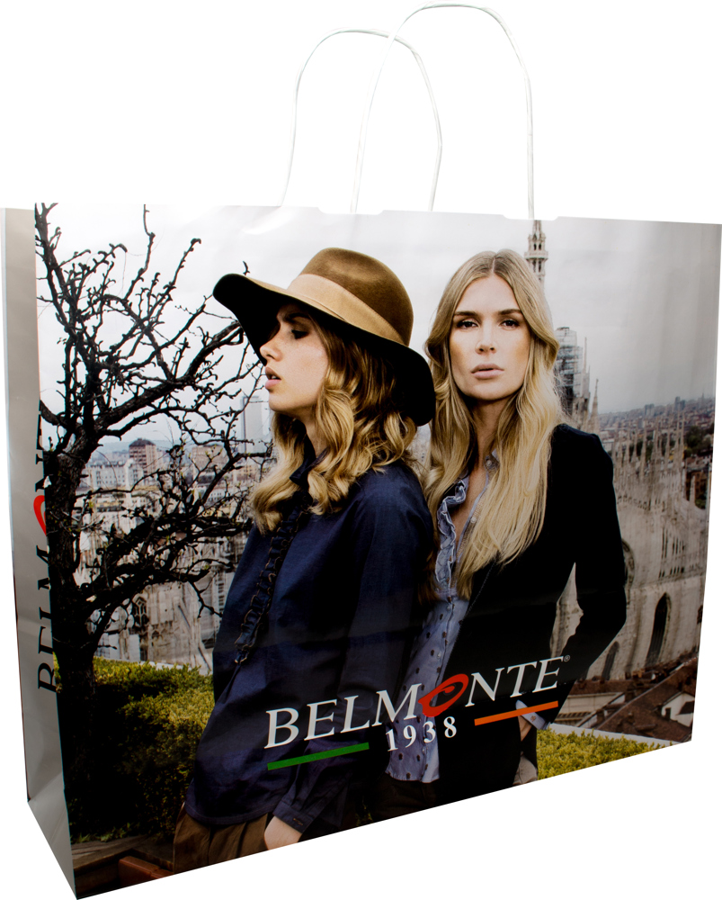 BASIC draagtas met gedraaide papieren koorden, 46 x 13,5 x 34 cm