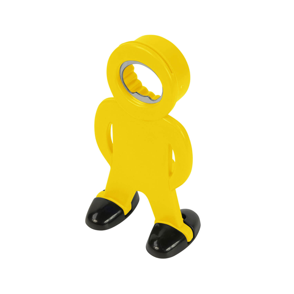 Flesopener MANFRED - met voetjes - Geel