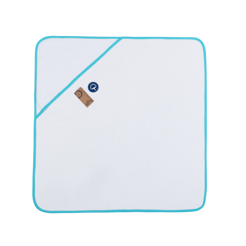 Babiezz® SUBLI Babyhanddoek White\Aqua Blue