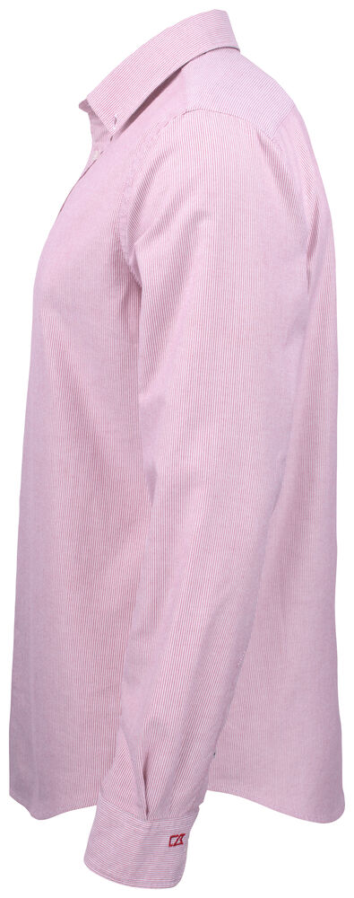 Cutter & Buck - Belfair Oxford Shirt Heren Burgundy/Wit gestreept M