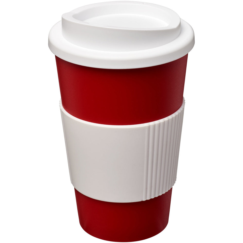 Americano® 350 ml geïsoleerde beker met grip - rood, wit