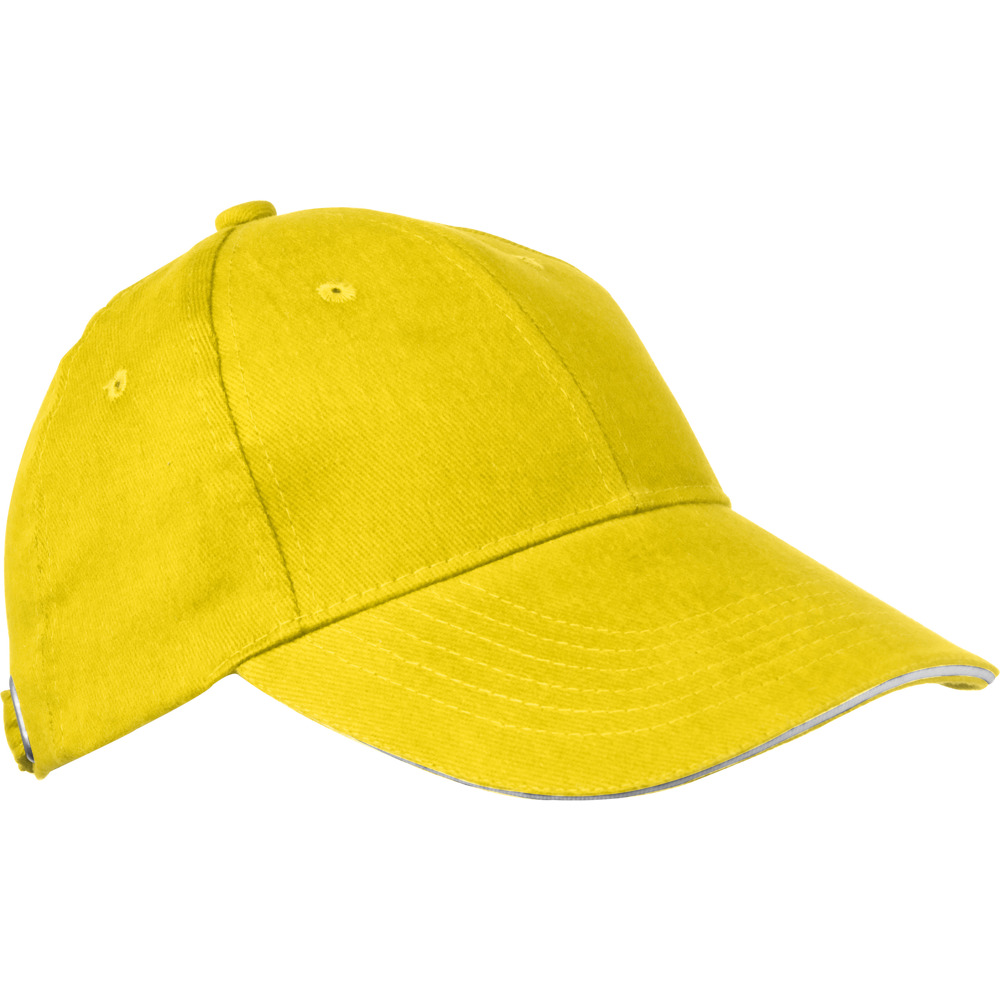 6-panel sandwich katoenen baseballcap - geel