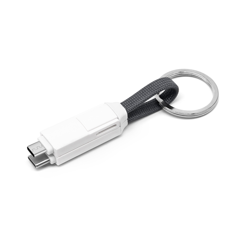 2 in 1 magnetische sleutelhanger oplaadkabel - Grijs