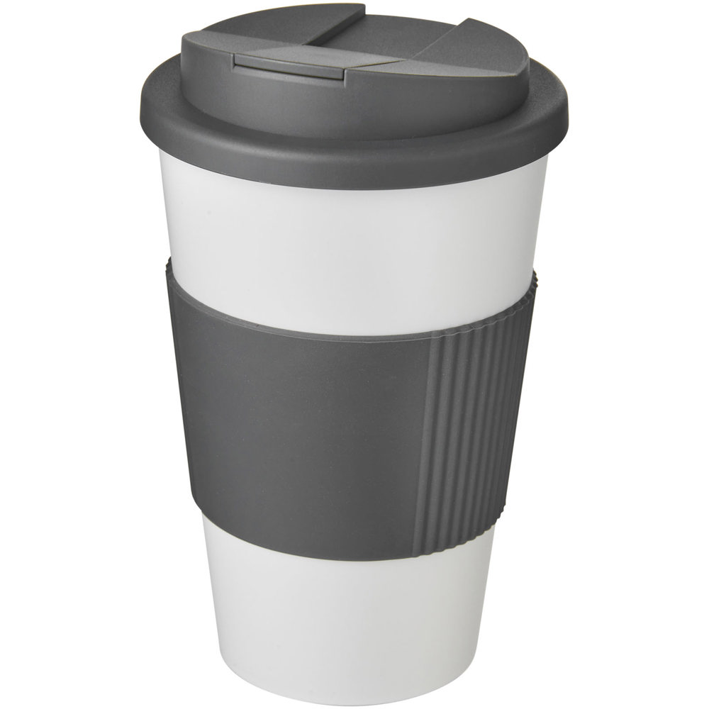 Americano® 350 ml geïsoleerde beker met handvat - wit, grijs