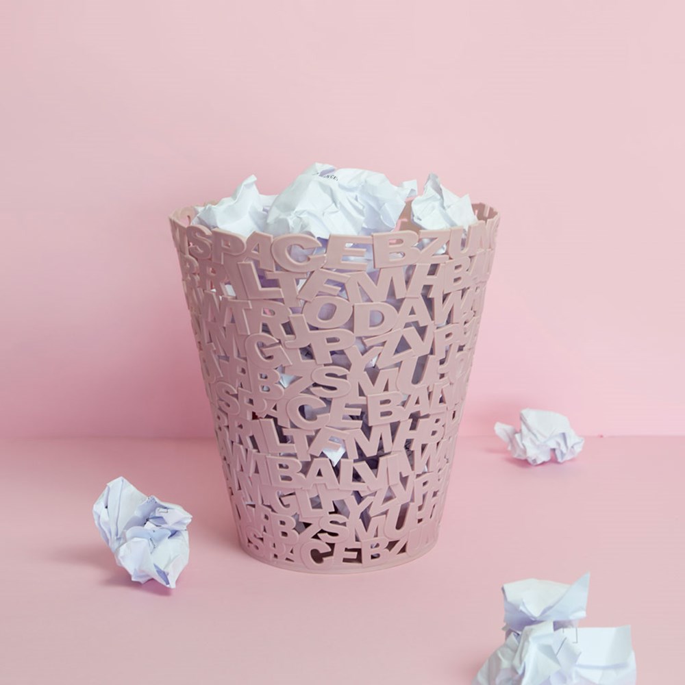Afvalbak,Letters,roze,plastic