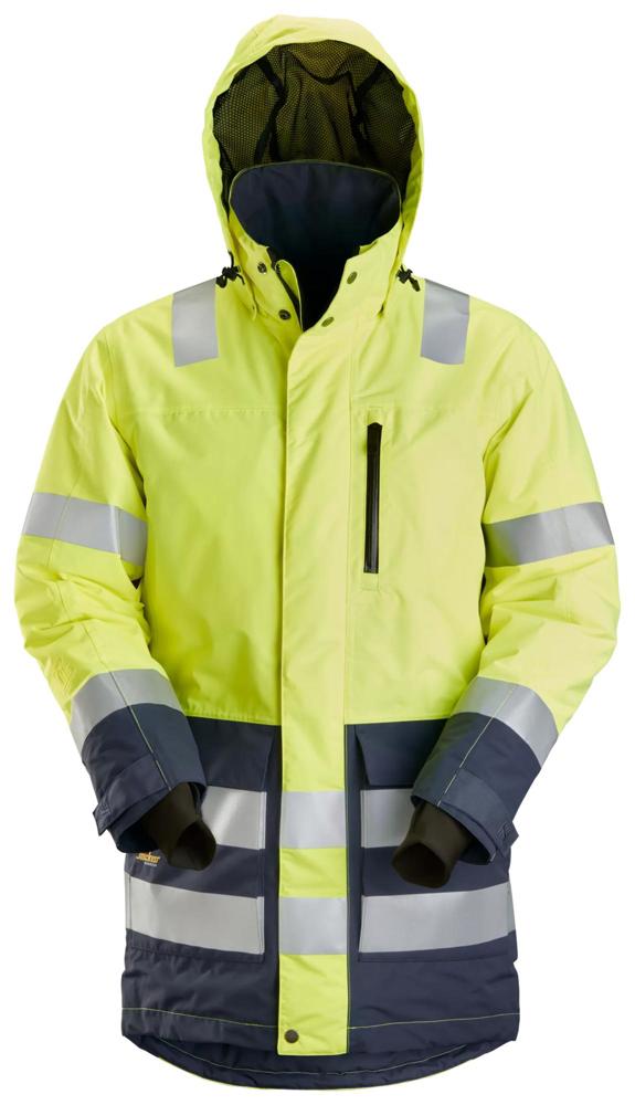 AllroundWork, High-Vis Waterproof Parka, KL 3 - High-Vis Geel - Donker blauw (6695)