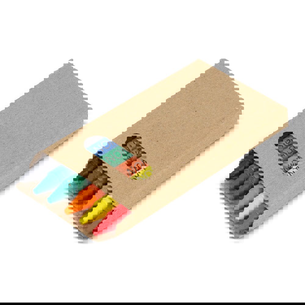 6 stuks kleurkrijtjes in kraftdoos