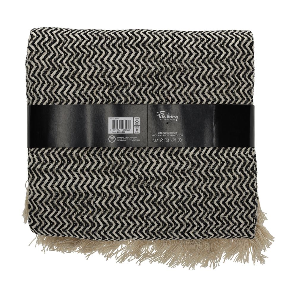 FITZ Living Recycled Cotton Plaid Visgraat Zwart