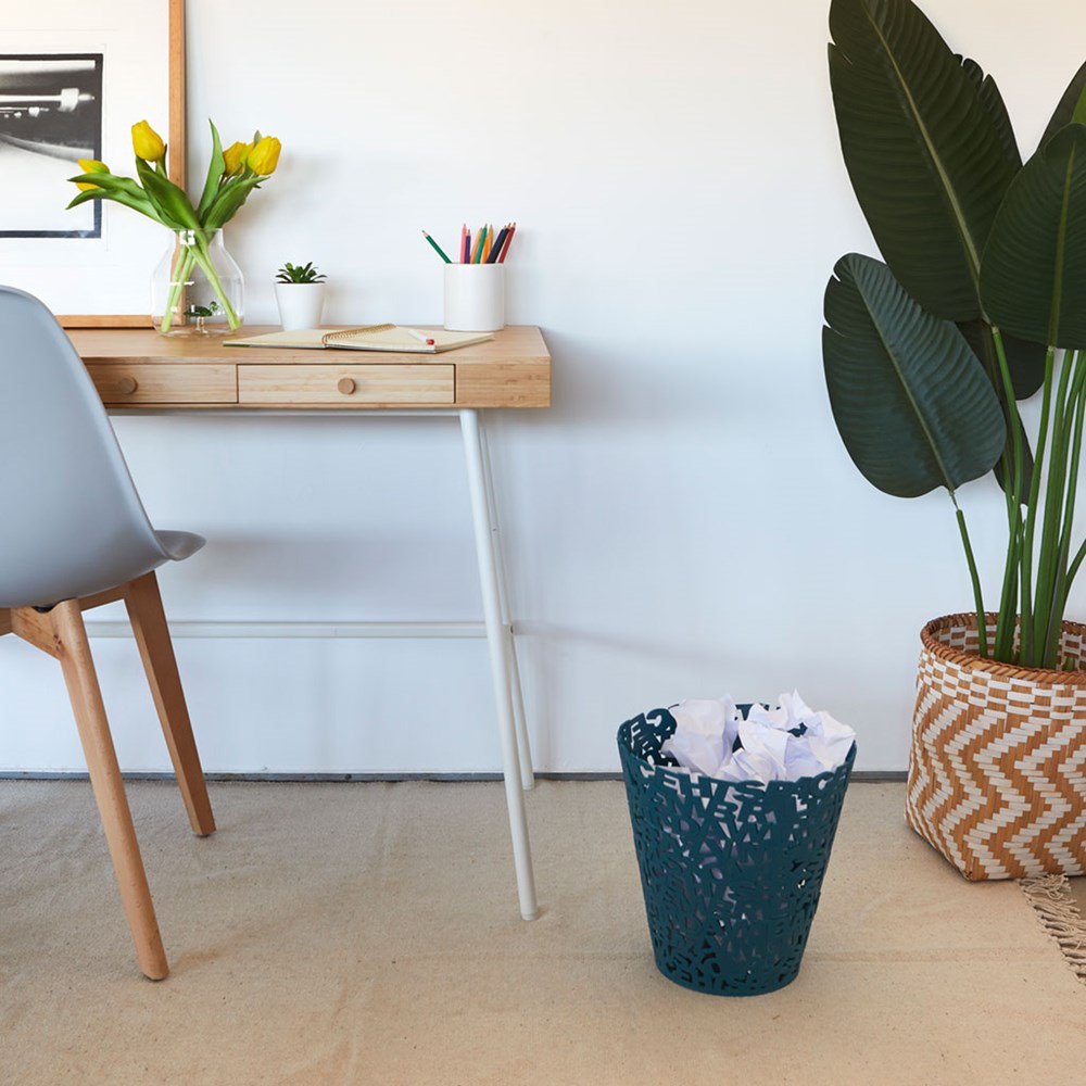 Afvalbak,Letters,blauw,plastic