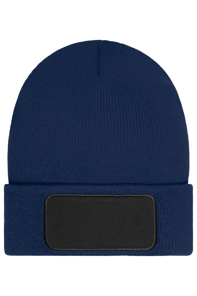 Beanie with Patch (10cm x 5cm)- Thinsulate - Navy (ca. Pantone 296C)
