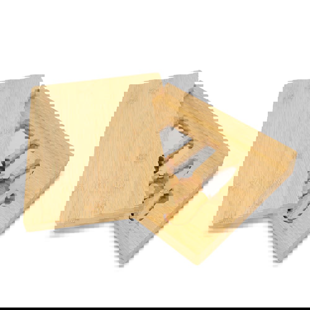 4 stuks bamboe kaas- en wijnset