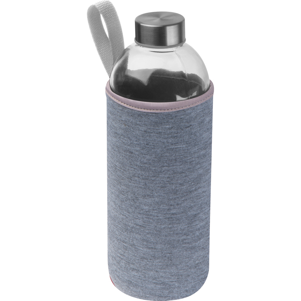 1000 ml glass bottle with neoprene sleeve JESSICA - Silver Grey