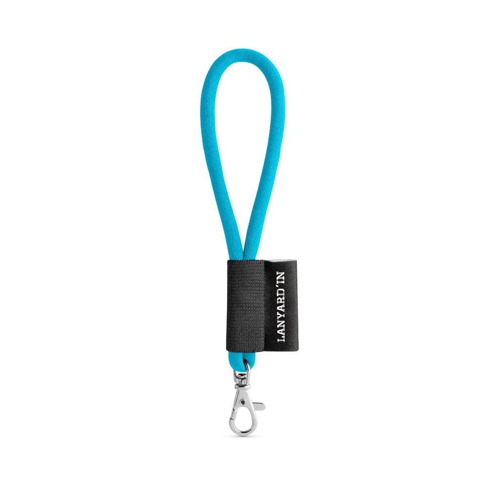 75090. SET Lanyard TUBE Short (Ø 7 mm) with Hook Trigger Snap 9 mm - 304 - Light blue