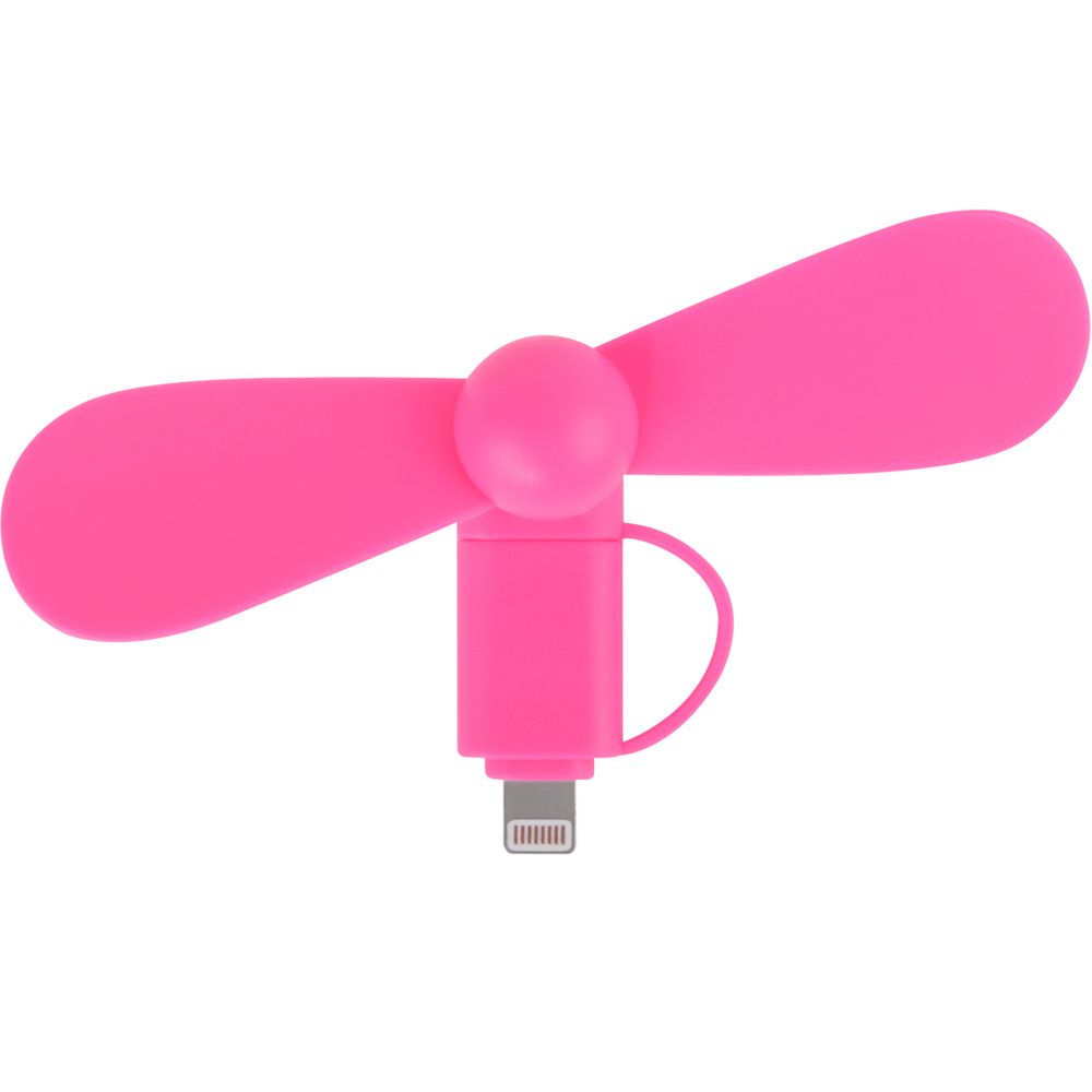 2 in 1 PROMO ventilator met Lightning (Apple) en Type C USB-aansluiting - roze overdekt