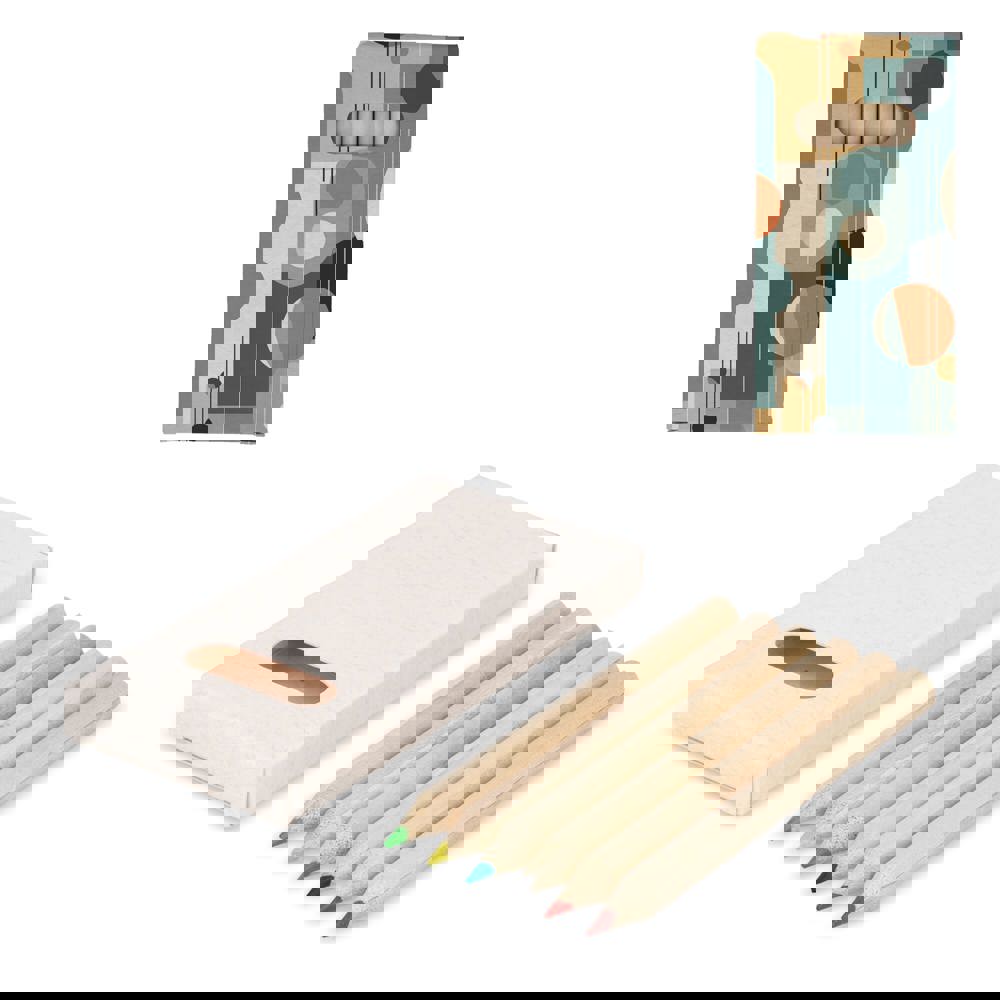 6 kleurpotloden in gerecycled melkpakken doosje