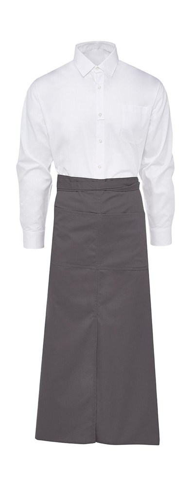 BERLIN Long Bistro Apron with Vent and Pocket - Grey