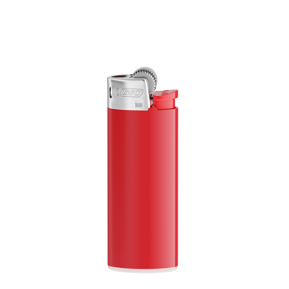 BIC® J25 Standard Lighter - Red Body / White Base / Red Fork / Chrome Hood