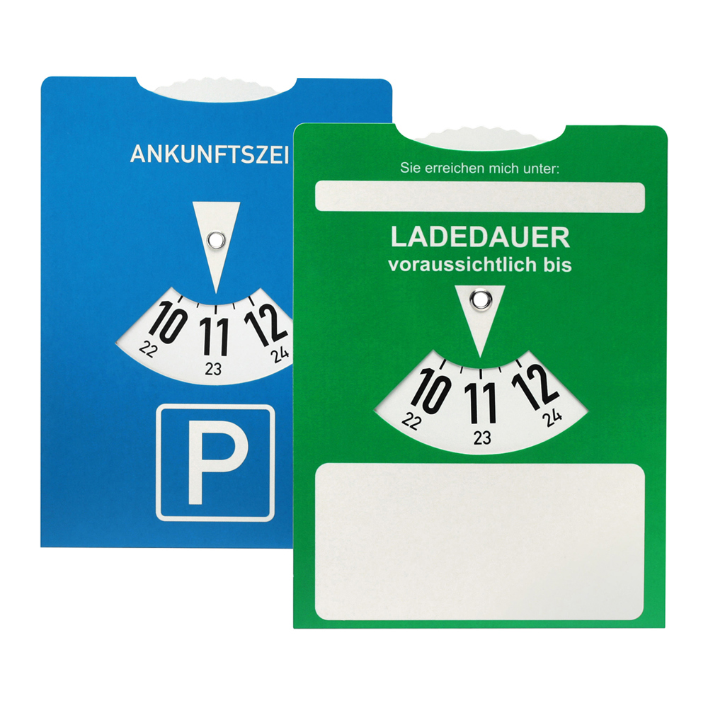 Kartonnen laadschijf en parkeerschijf voor elektrische auto's (Duitsland)