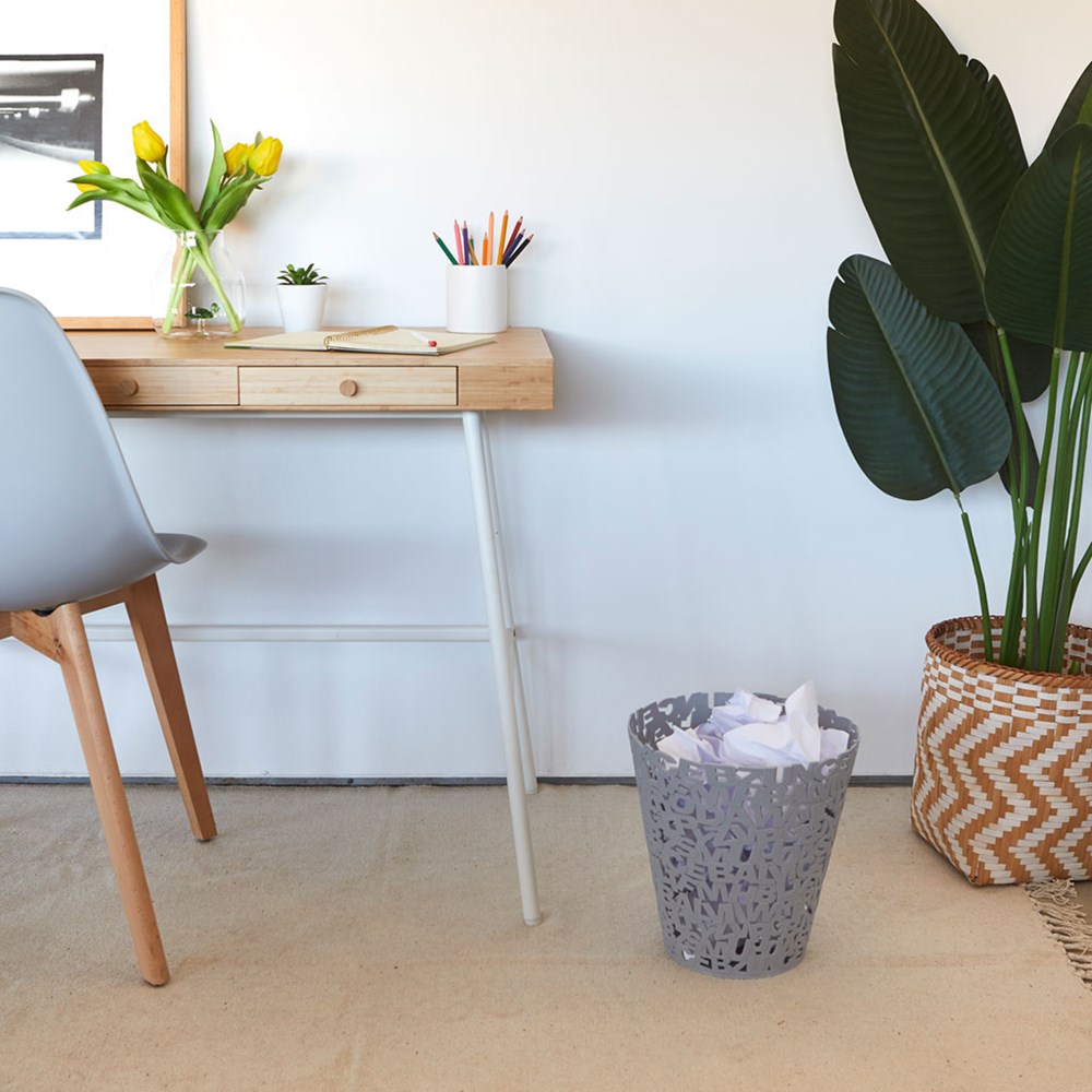 Afvalbak,Letters,grijs,plastic