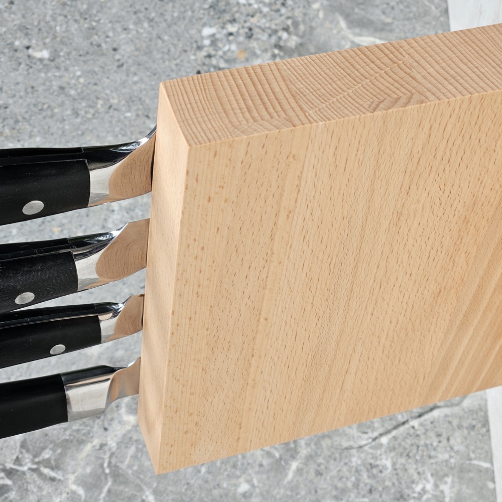 4 Knives block 210x100x220 (knife blade max length: 225mm) beech hard wax