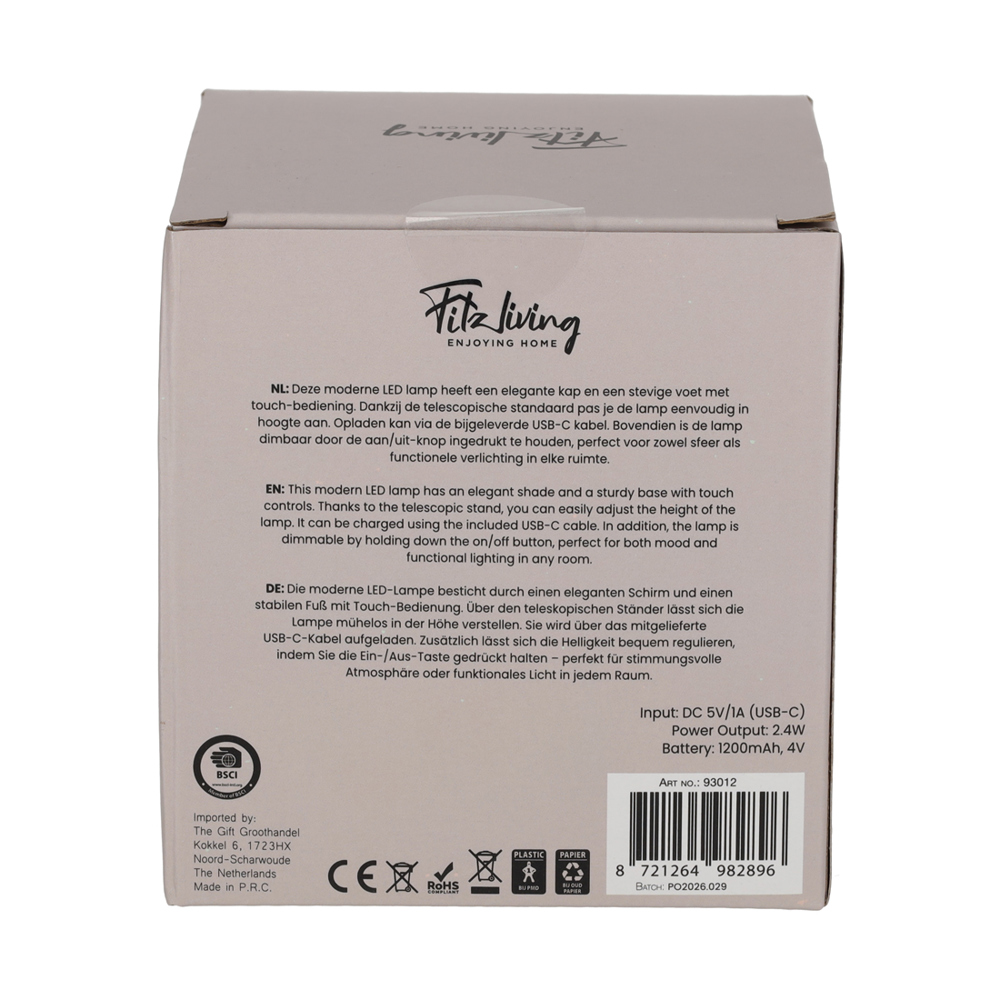 FITZ Living Telescopische LED Lamp Taupe