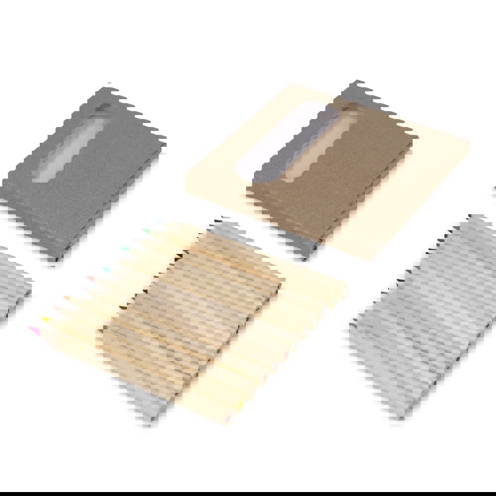 12 kleurpotloden in kraft doosje