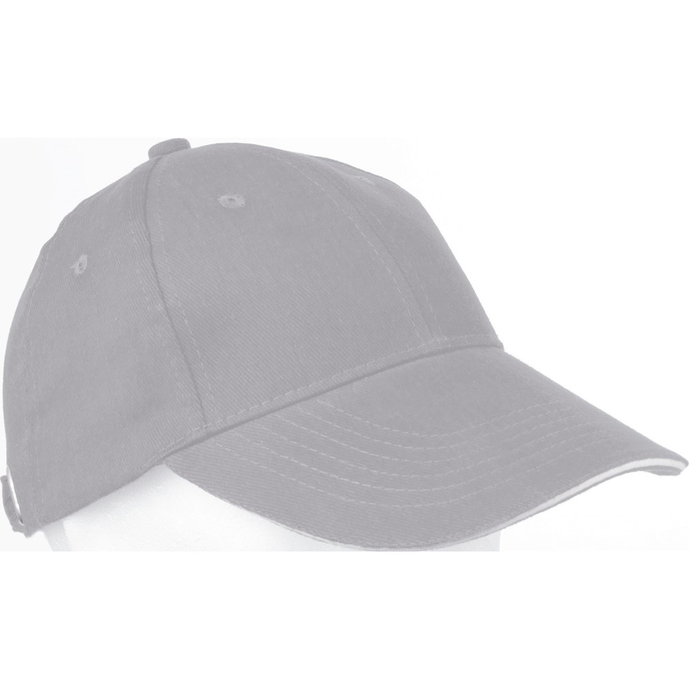 6-panel sandwich katoenen baseballcap - zilvergrijs