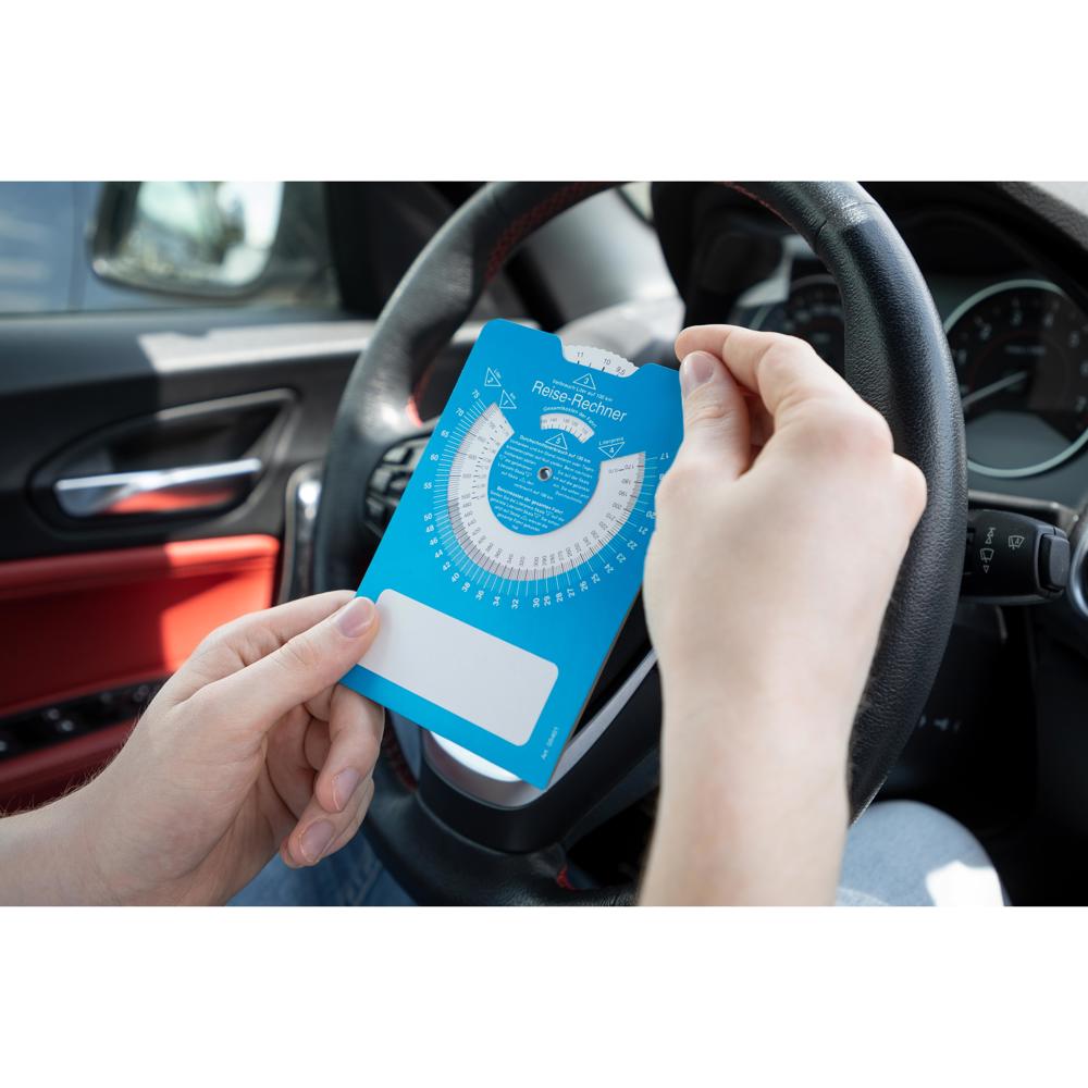 Papieren parkeerschijf "Reisrekenmachine"