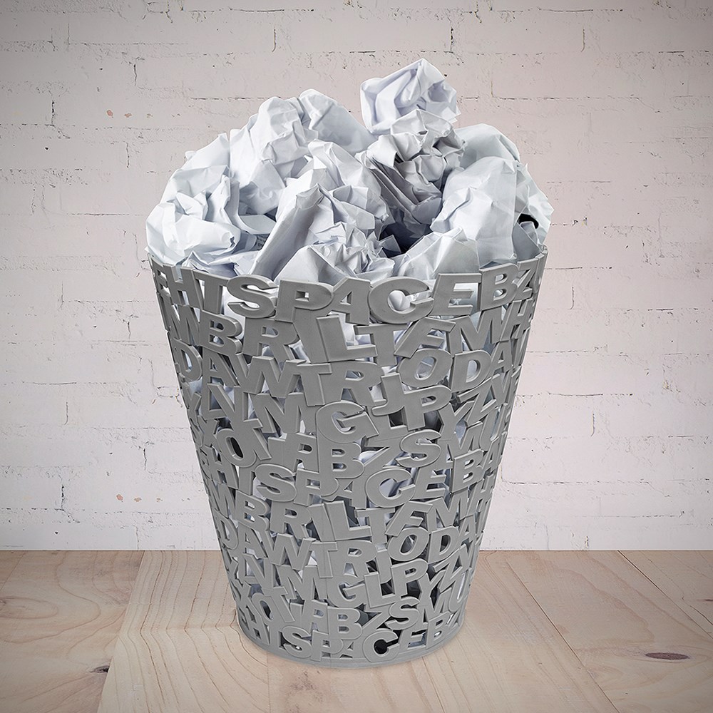 Afvalbak,Letters,grijs,plastic