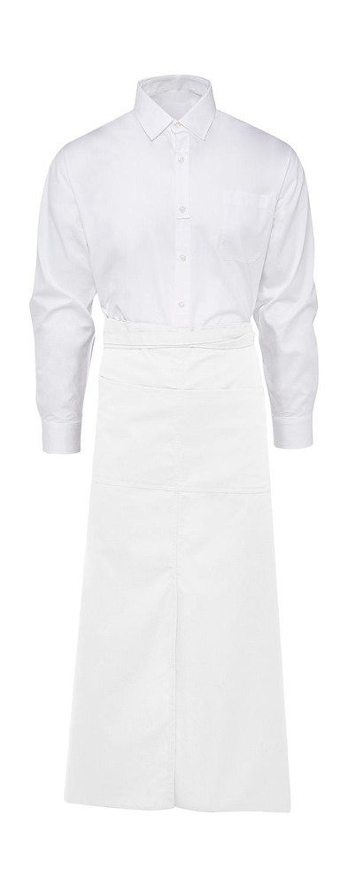 BERLIN Long Bistro Apron with Vent and Pocket - White