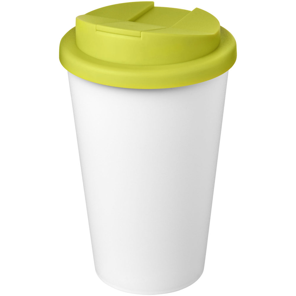 Americano® Eco 350 ml gerecyclede beker met spill-proof deksel - Lime, Wit