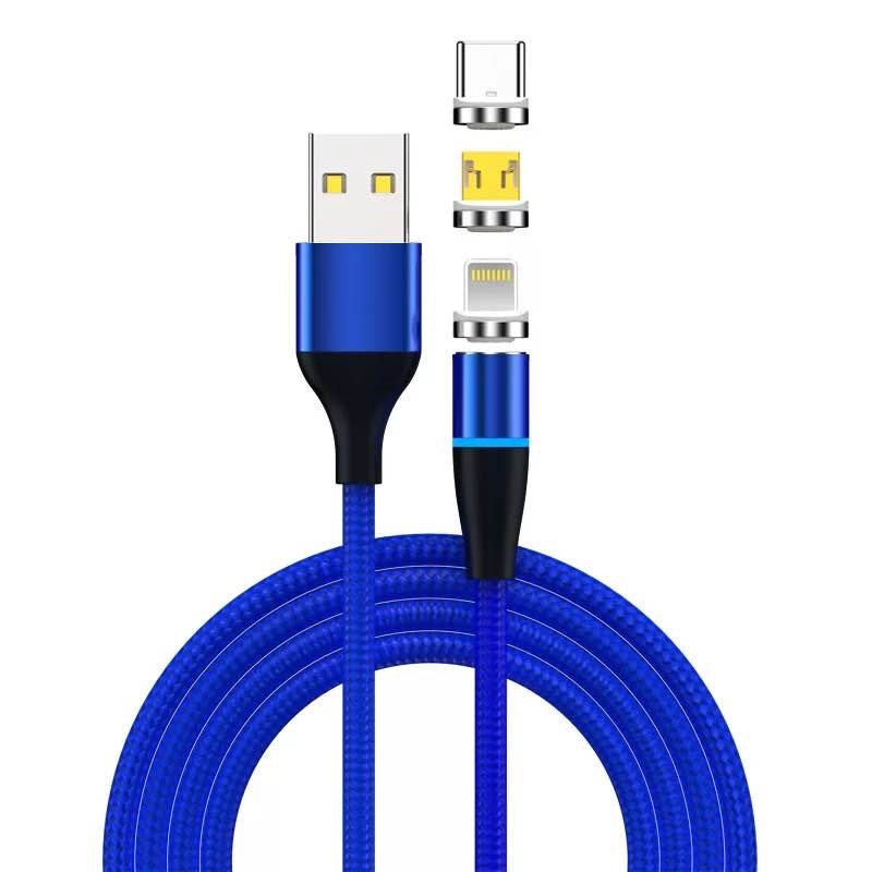 3-in-1 kabel "Magnetic Fastcharge + Data - Blauw