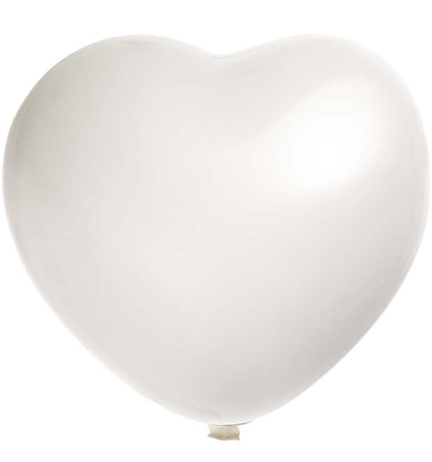 Giant balloons heart shape printed Ø 65 cm - White (6001) Pastel