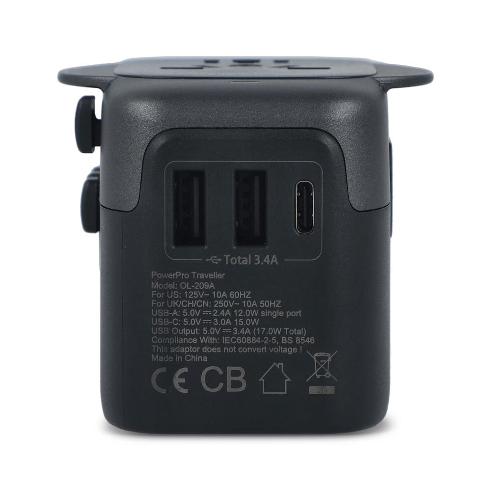  PowerPro Travel Adapter Made of Recycled Plastic