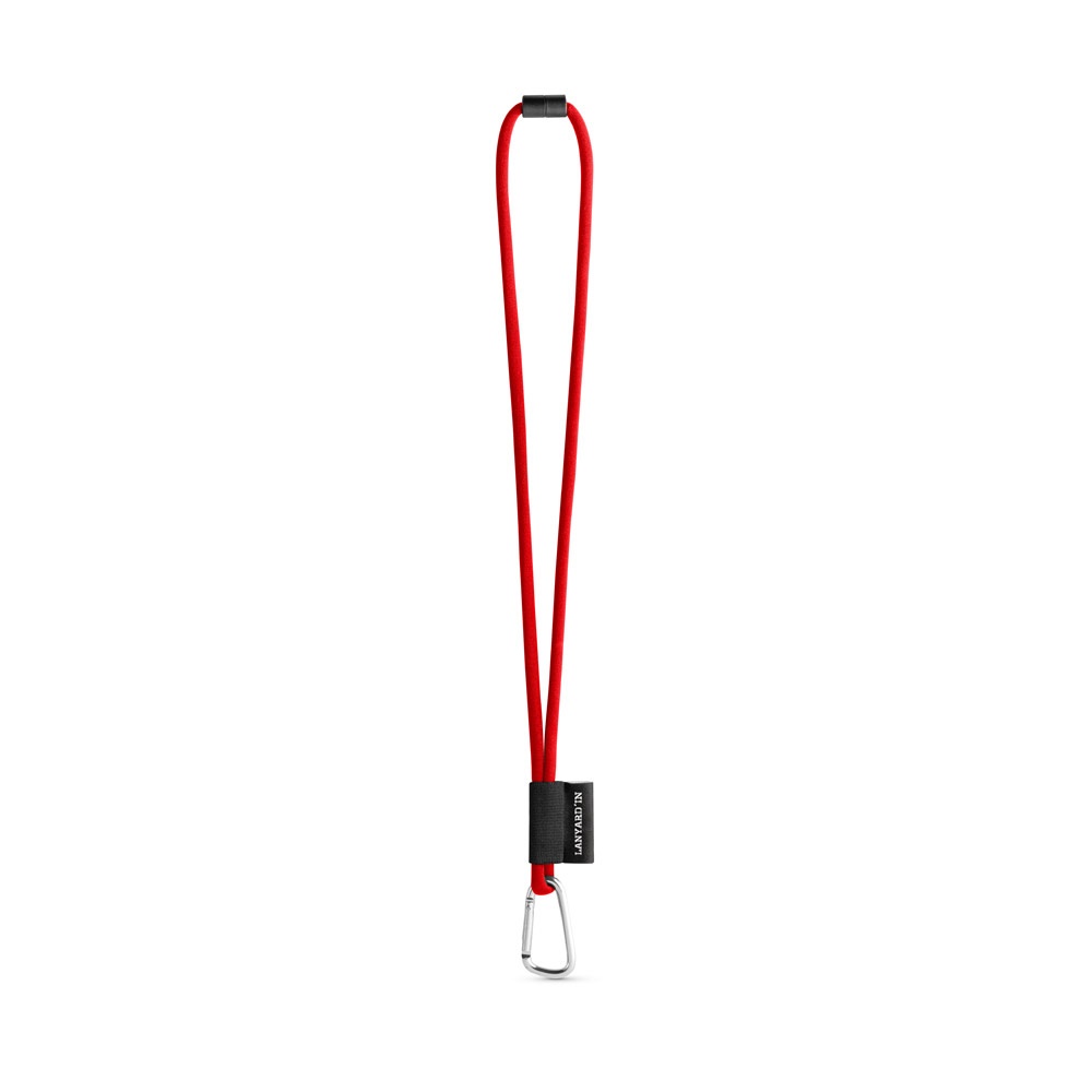 75089. SET Lanyard TUBE Long (Ø 7 mm) with D-shape carabiner 55 mm and safety lock Ø 7 mm - 302 - Red
